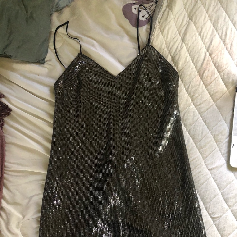 Zara sequined silver slip dress